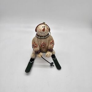 Department 56 Snowman Skiing On Skiis Hanging Christmas Ornament Missing 1 Pole